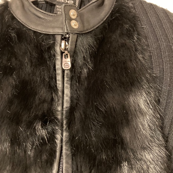 bebe Fur Front Black Long Sweater Dress, size XS - Picture 4 of 4
